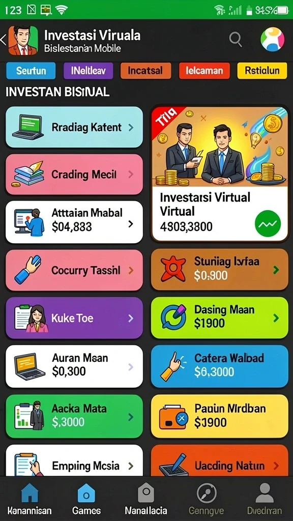 Tangkapan layar dari antarmuka utama permainan.